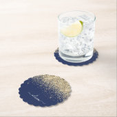 金ゴールドネイビーブルーグリッタースクリプトモノグラムガーリー名 ペーパーコースター (インサイチュ)