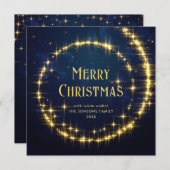 金ゴールドネイビーブルースパークルライトクリスマススター シーズンカード (正面/裏面)