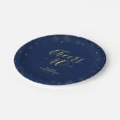 金ゴールドネイビーブルースパークル応援40th誕生日パーティー ペーパープレート (アングル)