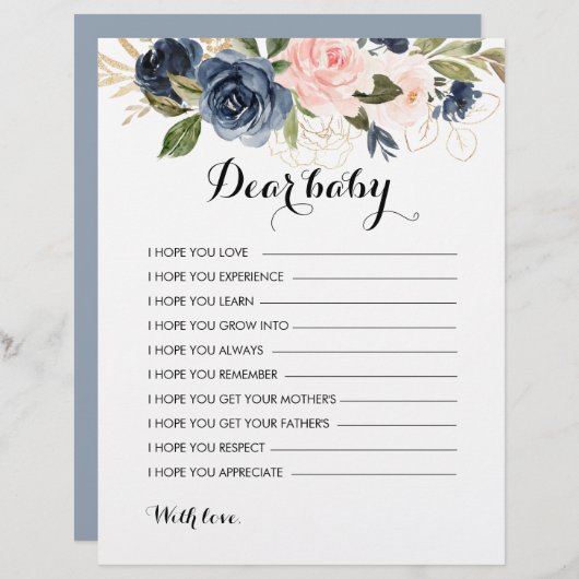 金ゴールドネイビーブルーピンクフローラのベビー (正面/裏面)