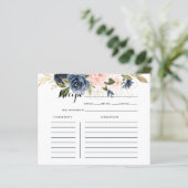 金ゴールドネイビーブルーピンクブライダルシャワーレシピカード (スタンド正面)