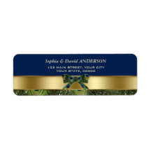 金ゴールドネイビーブルーピーコックの羽結婚羽の住所