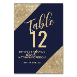 金ゴールドネイビーブルーフェイクグリッターシーケンステーブル番号 テーブルナンバー