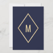 金ゴールドネイビーブルーフェイクグリッターセクインブランチバブリー 招待状 (裏面)