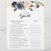 金ゴールドネイビーブルーブライダルシャワーゲストゲームを見つける (正面)