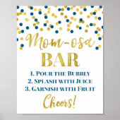 金ゴールドネイビーブルーママ – osaバーサインベビーシャワー ポスター (正面)