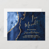 金ゴールドネイビーブルーマーブルゲート移動アナウンス ポストカード (正面/裏面)