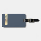 金ゴールドネイビーブルーモダンエレガントシンプルブラッシュメタル ラゲッジタグ (正面横)