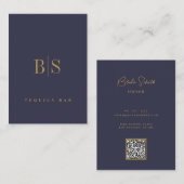 金ゴールドネイビーブルーモダンプロフェッショナル 名刺 (正面/裏面)