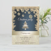 金ゴールドネイビーブルー企業のクリスマスパーティー 招待状 (スタンド正面)