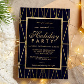 金ゴールドネイビーブルー冬休企業の休 招待状