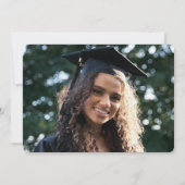 金ゴールドネイビーブルー紙吹雪グラッドキャップ写真卒業 サンキューカード (裏面)