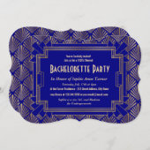 金ゴールドネイビーブルー素晴らしギャツビーバチェロレッテ 招待状 (正面/裏面)