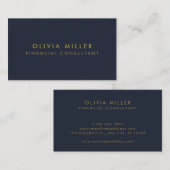 金ゴールドネイビーブルー |ミニマルモダンプロフェッショナル 名刺 (正面/裏面)