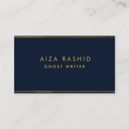 金ゴールドネイビーブルー |ミニマルモダンプロフェッショナル 名刺 (正面)