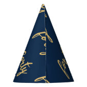 金ゴールドネイビーブルー"40誕生日パーティーグリッター パーティーハット (裏面)