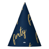 金ゴールドネイビーブルー"40誕生日パーティーグリッター パーティーハット (左)
