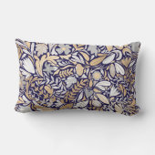 金ゴールドネイビーホワイトフローラリーフイラストレーションパターン ランバークッション (裏面)