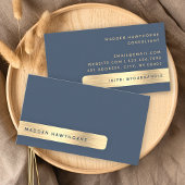 金ゴールドネイビーモダンブシンプルルエレガントブラッシュメタル 名刺