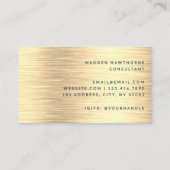 金ゴールドネイビーモダンブシンプルルエレガントブラッシュメタル 名刺 (裏面)