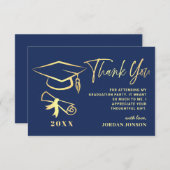 金ゴールドネイビーモダンル卒業党 サンキューカード (正面/裏面)
