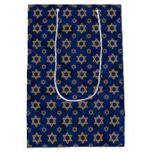 金ゴールドネイビーユダヤ星デザイン抱き枕 ミディアムペーパーバッグ (裏面)