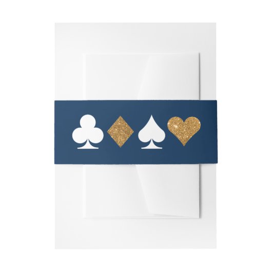 金ゴールドネイビーラスベガス結婚式招待状ベリーバンド 招待状ベリーバンド (正面例)