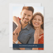 金ゴールドネイビーリーフウェディング日付を保存 招待状 (裏面)