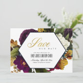 金ゴールドネイビーヴィンテージレトロブルゴーニュオークル秋フローラ セーブザデート (スタンド正面)