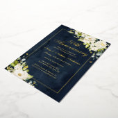 金ゴールドネイビー結婚バタフライ50周年 箔招待状 (回転した状態)