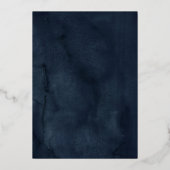 金ゴールドネイビー結婚赤面のフローラの葉 箔招待状 (裏面)