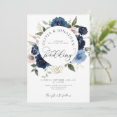 金ゴールドネイビー赤面すべて1予算QRコード結婚ズ 招待状 (スタンド正面)