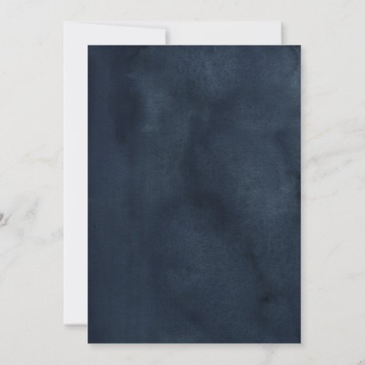 金ゴールドネイビー赤面スパークルフローラ水色結婚の 招待状 (裏面)