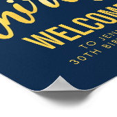 金ゴールドネイビー「Hello Thirty」誕生日ウェルカムサイン ポスター (角)