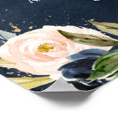 金ゴールドネイビーSparkleフローラウェルカム結婚ズ ポスター (角)