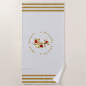 金ゴールドネイビ航海のいかりヨットクラブレトロバラナ ビーチタオル (正面)