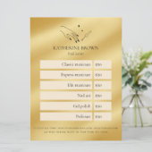 金ゴールドネイルアーティスト美しいサロン価格表テンプレート メニュー (スタンド正面)