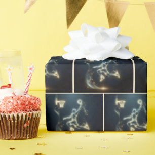 金ゴールドネオンバスレットボールプレーヤーとライトトレイル ラッピングペーパー