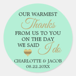 金ゴールドネオ結婚ミントハート温かいありがとう ラウンドシール