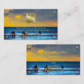 金ゴールドネームプレート、サンセットサーフィン、ウェルスアドバイザー 名刺 (正面/裏面)