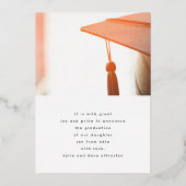 金ゴールドネーム写真テンプレート大学卒業 箔招待状 (裏面)