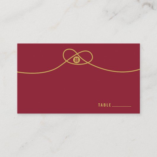 金ゴールドノットユニオンダブル幸福中国の結婚ズ プレイスカード (正面)