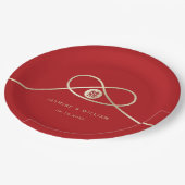 金ゴールドノットユニオンダブル幸福中国の結婚ズ ペーパープレート (アングル)