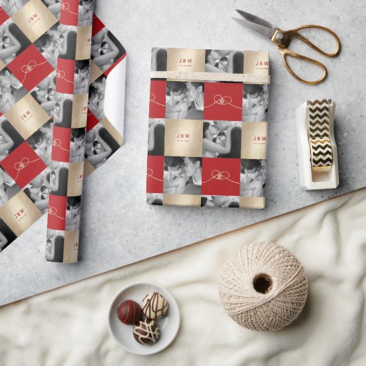 金ゴールドノットユニオンダブル幸福中国の結婚ズ ラッピングペーパー (クラフト)