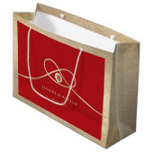 金ゴールドノットユニオンダブル幸福中国の結婚ズ ラージペーパーバッグ (正面アングル)