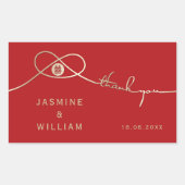 金ゴールドノットユニオンダブル幸福中国の結婚ズ 長方形シール (正面)