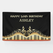 金ゴールドノートとキーボードの赤い線 横断幕 (横)