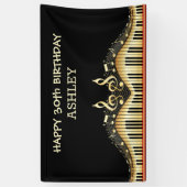 金ゴールドノートとキーボードの赤い線 横断幕 (縦)