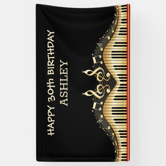 金ゴールドノートとキーボードの赤い線 横断幕 (縦)