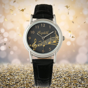 金ゴールドノートの黒い名前 腕時計